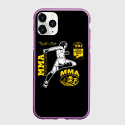Чехол iPhone 11 Pro матовый ММА Битва Воинов, цвет: 3D-фиолетовый