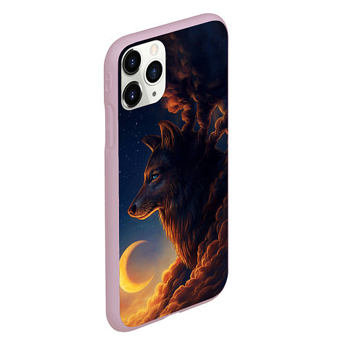 Чехол iPhone 11 Pro матовый Ночной Волк Night Wolf / 3D-Розовый – фото 2