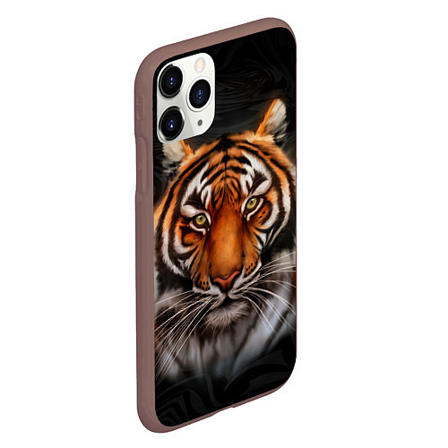 Чехол iPhone 11 Pro матовый Реалистичный тигр Realistic Tiger / 3D-Коричневый – фото 2