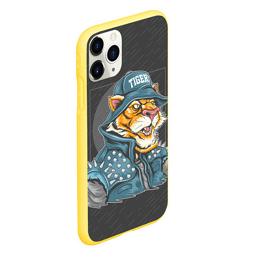 Чехол iPhone 11 Pro матовый Крутой тигр cool tiger / 3D-Желтый – фото 2