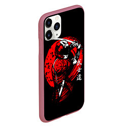 Чехол iPhone 11 Pro матовый МОТО САМУРАЙ С КАТАНОЙ JAPAN SAMURAI, цвет: 3D-малиновый — фото 2