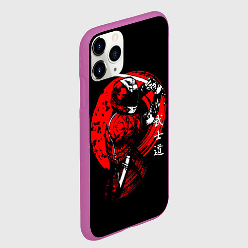 Чехол iPhone 11 Pro матовый МОТО САМУРАЙ С КАТАНОЙ JAPAN SAMURAI / 3D-Фиолетовый – фото 2