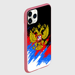 Чехол iPhone 11 Pro матовый ТРИКОЛОР РОССИЯ, БРЫЗГИ КРАСОК, цвет: 3D-малиновый — фото 2