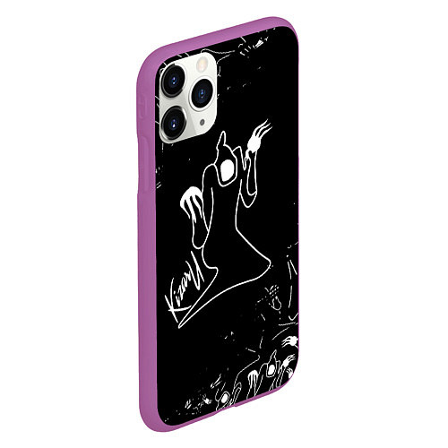 Чехол iPhone 11 Pro матовый KIZARU ПРИЗРАК ЛОГО БЕЛЫЙ / 3D-Фиолетовый – фото 2