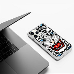 Чехол iPhone 11 Pro матовый БЕЛЫЙ ТИГР СИМВОЛ НОВОГО ГОДА 2022 WHITE TIGER, цвет: 3D-белый — фото 2