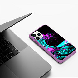 Чехол iPhone 11 Pro матовый НЕОНОВАЯ ЯПОНИЯ, ВОЛНА, ФУДЗИЯМА NEON JAPAN, цвет: 3D-фиолетовый — фото 2