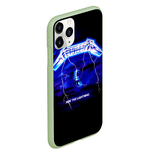 Чехол iPhone 11 Pro матовый Ride the Lightning - Metallica / 3D-Салатовый – фото 2