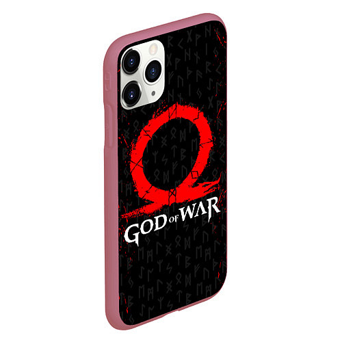 Чехол iPhone 11 Pro матовый GOD OF WAR КРАТОС ЛОГО / 3D-Малиновый – фото 2