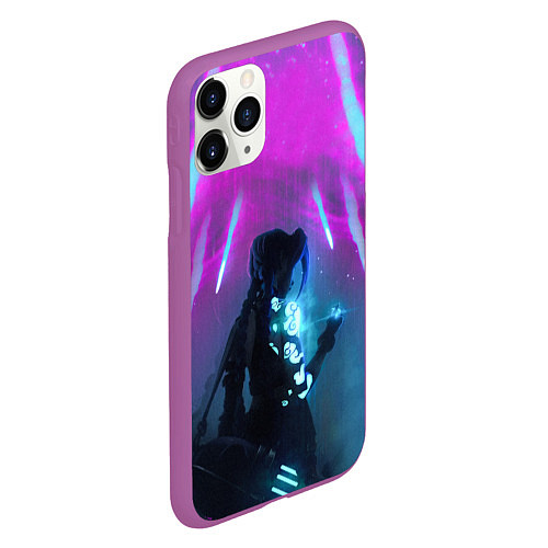 Чехол iPhone 11 Pro матовый LEAGUE OF LEGENDS, ДЖИНКС / 3D-Фиолетовый – фото 2