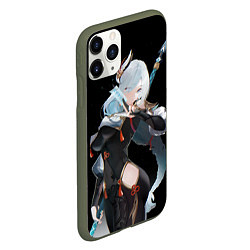 Чехол iPhone 11 Pro матовый Shenhe Genshin Impact Шинхи Шень Хе, цвет: 3D-темно-зеленый — фото 2