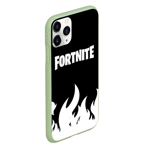 Чехол iPhone 11 Pro матовый Fortnite Огонь / 3D-Салатовый – фото 2