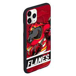 Чехол iPhone 11 Pro матовый Калгари Флэймз, Calgary Flames, цвет: 3D-черный — фото 2