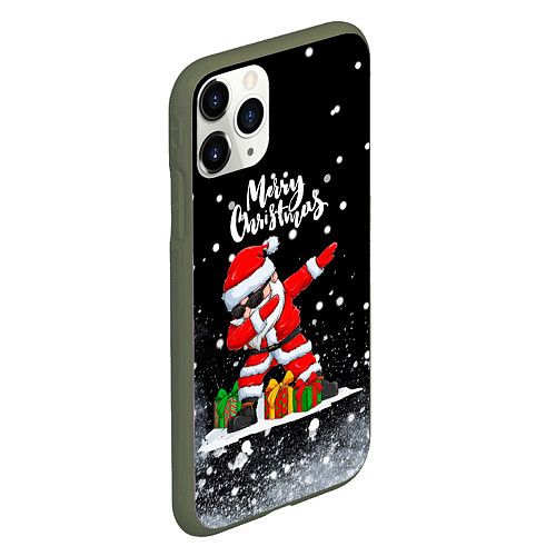 Чехол iPhone 11 Pro матовый Santa Dabbing с подарками / 3D-Темно-зеленый – фото 2