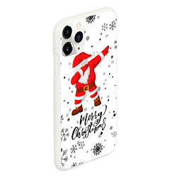 Чехол iPhone 11 Pro матовый Santa Dabbing идет снег, цвет: 3D-белый — фото 2