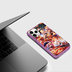 Чехол iPhone 11 Pro матовый Новый год в геншин импакте все герои, цвет: 3D-фиолетовый — фото 2