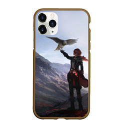 Чехол iPhone 11 Pro матовый ДИЛЮК С ЯСТРЕБОМ DILUC, цвет: 3D-коричневый