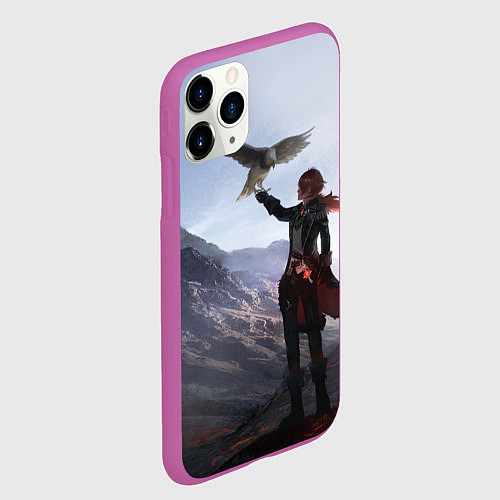 Чехол iPhone 11 Pro матовый ДИЛЮК С ЯСТРЕБОМ DILUC / 3D-Фиолетовый – фото 2