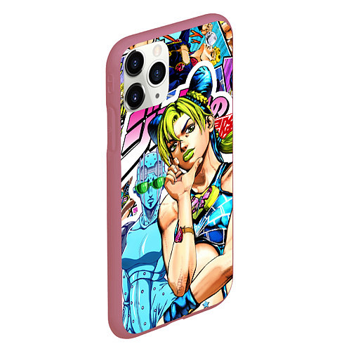 Чехол iPhone 11 Pro матовый JoJos Bizarre Adventure - Джолин Кудзё / 3D-Малиновый – фото 2