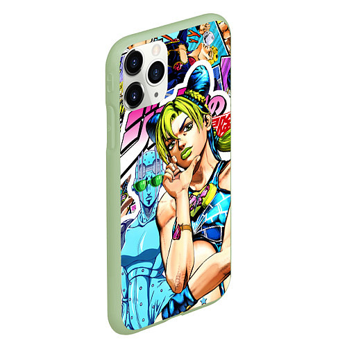 Чехол iPhone 11 Pro матовый JoJos Bizarre Adventure - Джолин Кудзё / 3D-Салатовый – фото 2