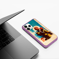 Чехол iPhone 11 Pro матовый One Punch-Man Эпичный Сайтама, цвет: 3D-фиолетовый — фото 2