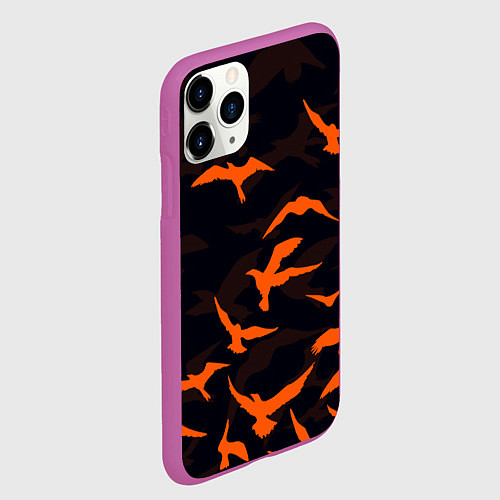 Чехол iPhone 11 Pro матовый Стая Воронов / 3D-Фиолетовый – фото 2