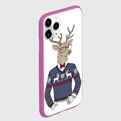 Чехол iPhone 11 Pro матовый Олень в свитере 2022, цвет: 3D-фиолетовый — фото 2