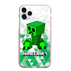 Чехол iPhone 11 Pro матовый Minecraft Creeper ползучий камикадзе, цвет: 3D-розовый