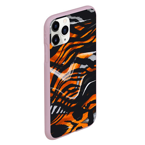 Чехол iPhone 11 Pro матовый Окрас тигра / 3D-Розовый – фото 2