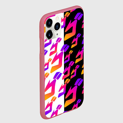 Чехол iPhone 11 Pro матовый JOJO BIZARRE ADVENTURE ДЖО ДЖО УЗОР / 3D-Малиновый – фото 2