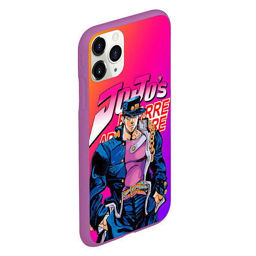 Чехол iPhone 11 Pro матовый JOJO BIZARRE ADVENTURE ДЖО ДЖО ГРАДИЕНТ / 3D-Фиолетовый – фото 2