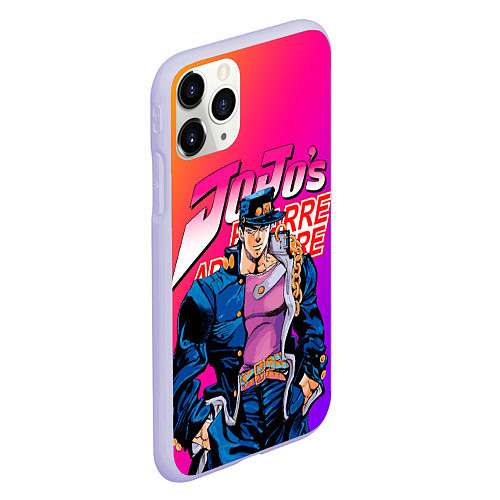 Чехол iPhone 11 Pro матовый JOJO BIZARRE ADVENTURE ДЖО ДЖО ГРАДИЕНТ / 3D-Светло-сиреневый – фото 2