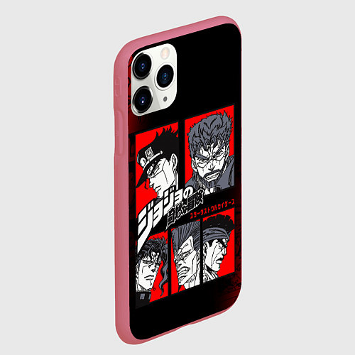 Чехол iPhone 11 Pro матовый JOJO BIZARRE ADVENTURE ДЖОДЖО АРТ / 3D-Малиновый – фото 2
