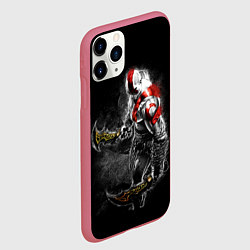 Чехол iPhone 11 Pro матовый БОГ ВОЙНЫ С МЕЧАМИ, КРАТОС, цвет: 3D-малиновый — фото 2