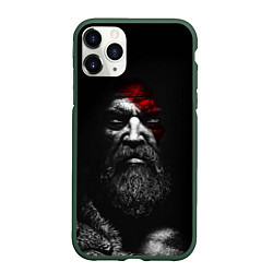 Чехол iPhone 11 Pro матовый ЛИЦО КРАТОСА, БОГ ВОЙНЫ GOD OF WAR, цвет: 3D-темно-зеленый