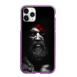 Чехол iPhone 11 Pro матовый ЛИЦО КРАТОСА, БОГ ВОЙНЫ GOD OF WAR, цвет: 3D-фиолетовый