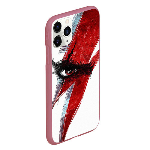 Чехол iPhone 11 Pro матовый ГЛАЗ КРАТОСА, БОГ ВОЙНЫ GOD OF WAR / 3D-Малиновый – фото 2