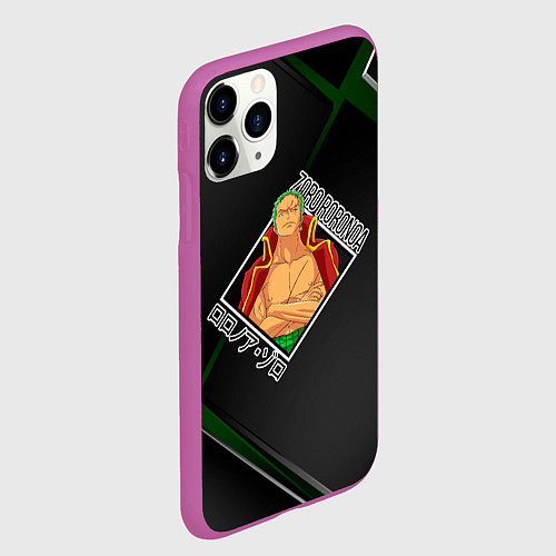 Чехол iPhone 11 Pro матовый Ван-Пис One Piece, Зоро Ророноа Zoro Roronoa / 3D-Фиолетовый – фото 2