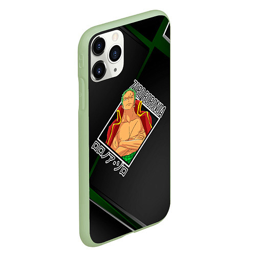 Чехол iPhone 11 Pro матовый Ван-Пис One Piece, Зоро Ророноа Zoro Roronoa / 3D-Салатовый – фото 2
