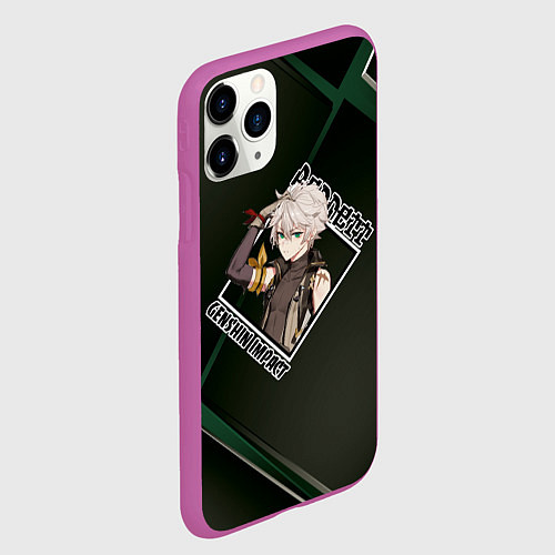 Чехол iPhone 11 Pro матовый Беннетт Bennett, Genshin Impact / 3D-Фиолетовый – фото 2