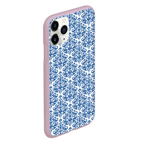 Чехол iPhone 11 Pro матовый Зимнее кружевство / 3D-Розовый – фото 2