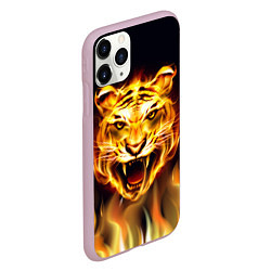 Чехол iPhone 11 Pro матовый Тигр В Пламени, цвет: 3D-розовый — фото 2