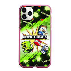 Чехол iPhone 11 Pro матовый MINECRAFT ART МАЙНКРАФТ АРТ, цвет: 3D-малиновый