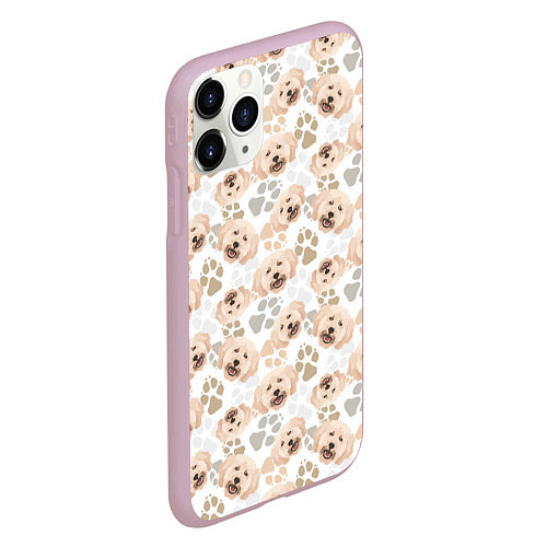 Чехол iPhone 11 Pro матовый Собака Пудель - Poodle / 3D-Розовый – фото 2