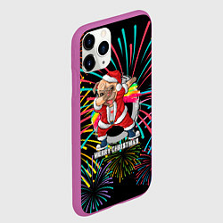 Чехол iPhone 11 Pro матовый Merry Christmas Mops Dabbing, цвет: 3D-фиолетовый — фото 2