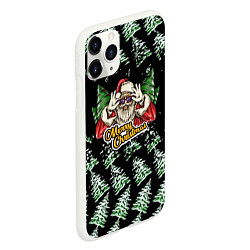 Чехол iPhone 11 Pro матовый Merry Christmas Santa с Ёлками, цвет: 3D-белый — фото 2