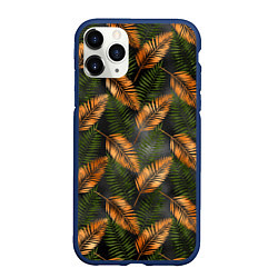 Чехол iPhone 11 Pro матовый Африканские листья, цвет: 3D-тёмно-синий