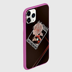 Чехол iPhone 11 Pro матовый Кадзуха Kazuha Kaedehara, Genshin Impact, цвет: 3D-фиолетовый — фото 2