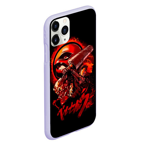 Чехол iPhone 11 Pro матовый Гатс, Каска, Рыцарь-Череп и Апостол-Яйцо Berserk / 3D-Светло-сиреневый – фото 2