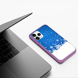 Чехол iPhone 11 Pro матовый Снежинки - С Новым Годом, цвет: 3D-фиолетовый — фото 2