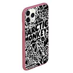 Чехол iPhone 11 Pro матовый Arctic monkeys Pattern, цвет: 3D-малиновый — фото 2